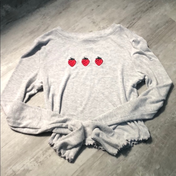 Forever 21 Tops - Grey strawberry long sleeve